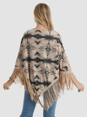 Montana West Aztec Fringe Poncho - Cowgirl Wear