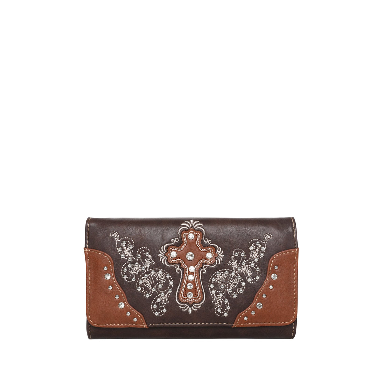 Embroidery Rhinestones Cross Collection Western Wallet by American Bling - Cowgirl Wear