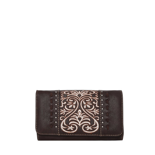 Studded Embroidery Western Wallet with Stitches by American Bling - Cowgirl Wear