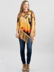 Montana West Aztec Cactus Collection Poncho - Cowgirl Wear
