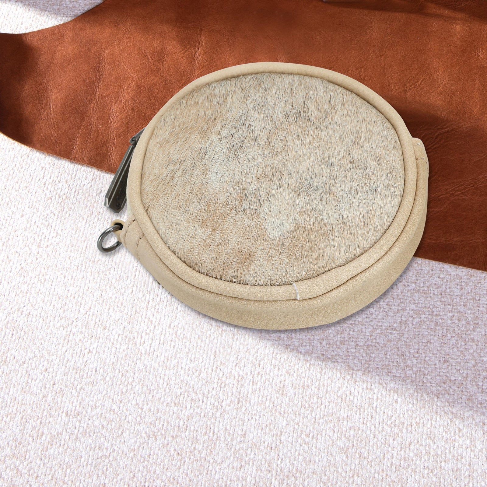 Wrangler Genuine Hair On Cowhide Circular Coin Pouch Bag Charm - Cowgirl Wear