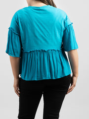 Plus Size Women Jersey Contrast Crepe Viscose Top - Cowgirl Wear