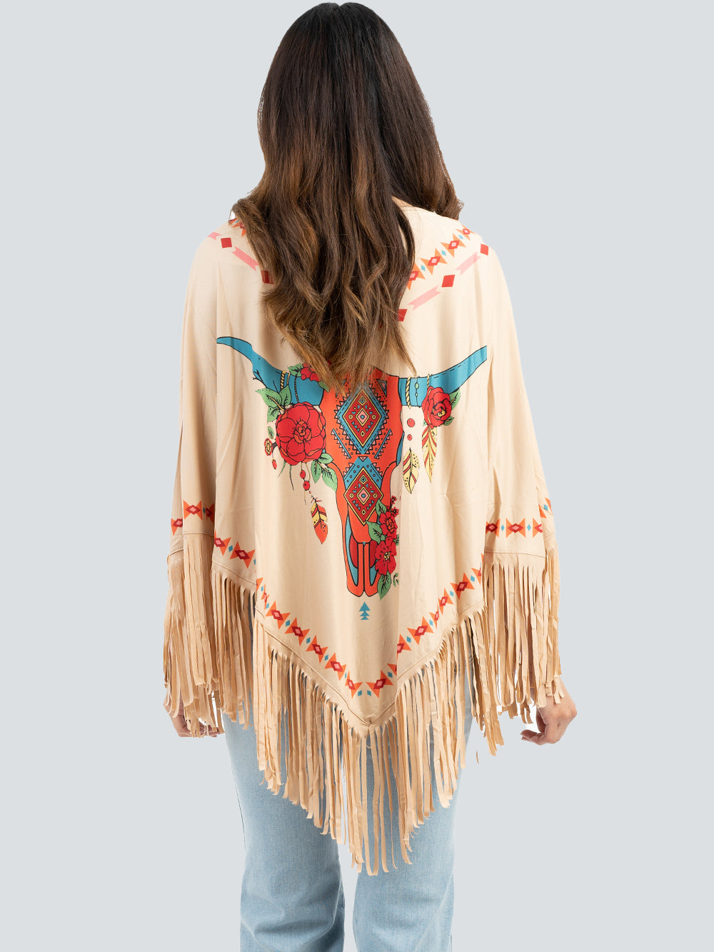 Montana West Steer Skull Collection Poncho - Cowgirl Wear