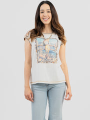 Women's Mineral Wash “Crowgirl” Graphic Short Sleeve Tee - Cowgirl Wear