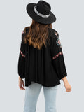Women's Aztec Embroidered Collection Tie Neck Blouse - Cowgirl Wear