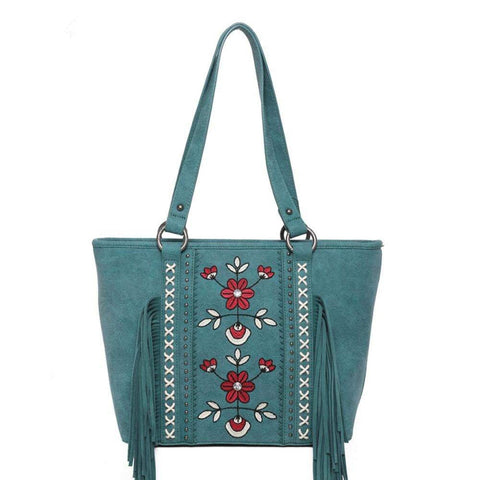 Wrangler Embroidered Floral Fringe Concealed Carry Tote - Cowgirl Wear