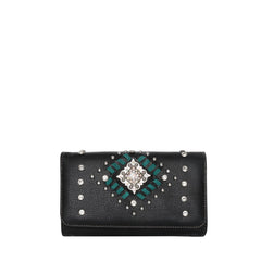 Rhinestone with Stitches Aztec Collection Western Wallet by American Bling - Cowgirl Wear