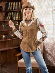 Montana West Aztec Studded Fringe Long Sleeve Shirt - Cowgirl Wear