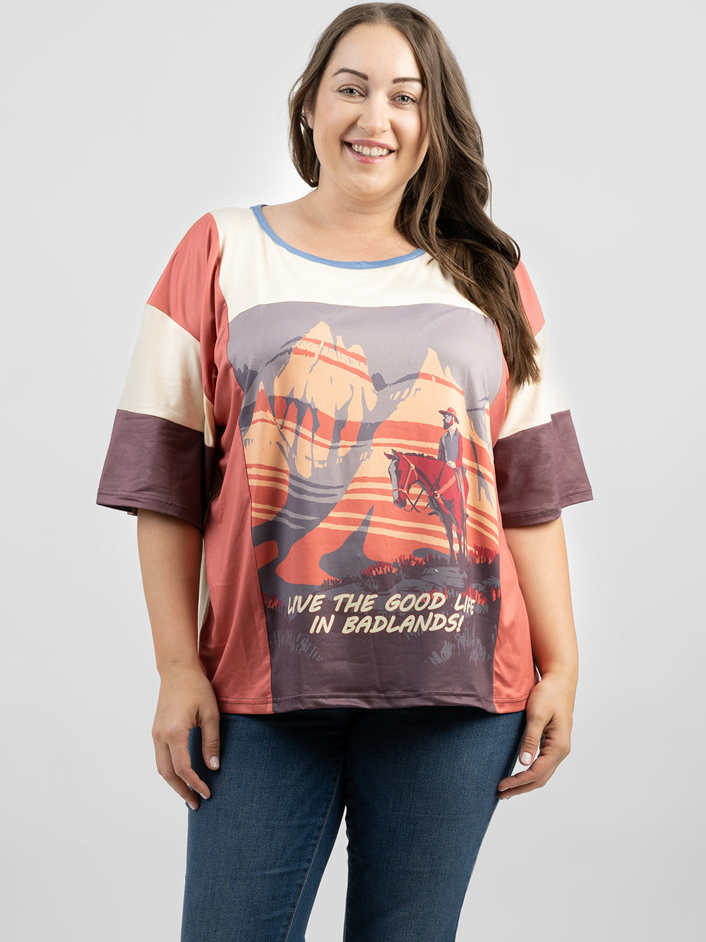 Women "Live The Good Life In Badlands" Graphic Short Sleeve Tee - Cowgirl Wear