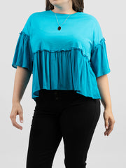 Plus Size Women Jersey Contrast Crepe Viscose Top - Cowgirl Wear