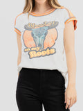 Women's Mineral Wash “Cow Skull” Graphic Short Sleeve Tee - Cowgirl Wear