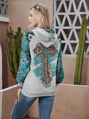American Bling Women Aztec Leopard Cross Hoodie - Cowgirl Wear