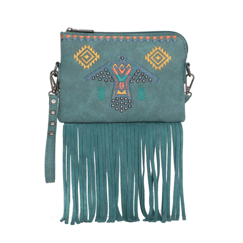 Wrangler Embroidered Fringe Collection Clutch/Wristlet/Crossbody - Cowgirl Wear