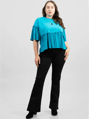 Plus Size Women Jersey Contrast Crepe Viscose Top - Cowgirl Wear