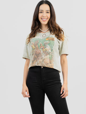 Delila Women Mineral Wash Rodeo Graphic Short Sleeve Tee - Cowgirl Wear