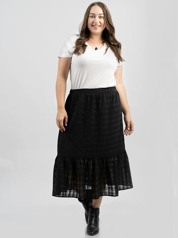 Women Crepe Gingham Maxi Skirt - Cowgirl Wear