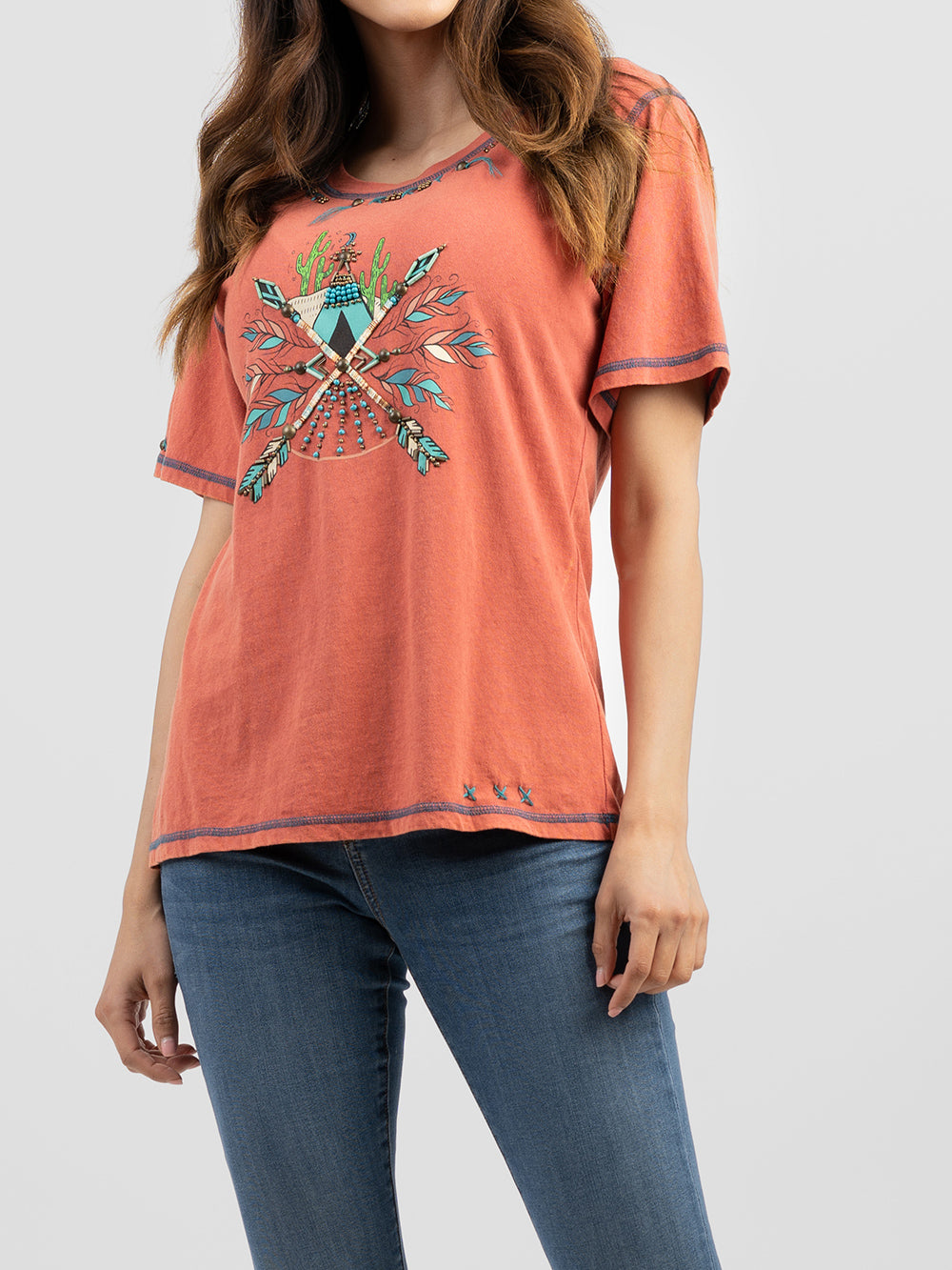 Women's Mineral Wash Retro Graphic Short Sleeve Tee - Cowgirl Wear