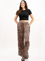 Women Zebra Print Wide Leg Trousers - Cowgirl Wear