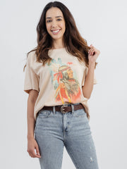 Women's Mineral Wash "Lean Wolf Gros Ventre" Tribal Graphic Short Sleeve Tee - Cowgirl Wear