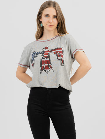 Women's Mineral Wash American Pride Wild Soul Graphic Short Sleeve Tee - Cowgirl Wear