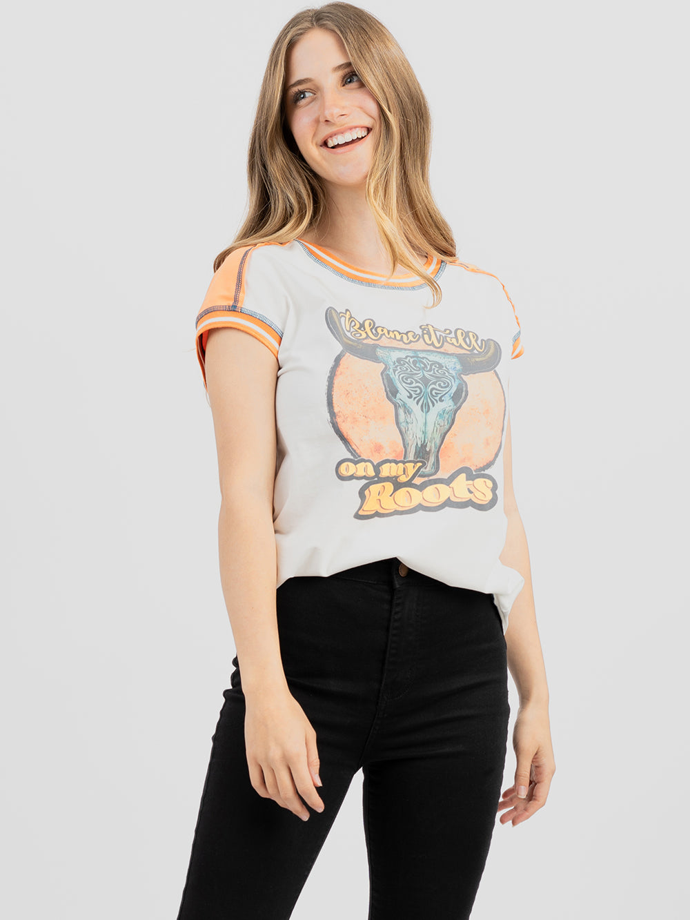 Women's Mineral Wash “Cow Skull” Graphic Short Sleeve Tee - Cowgirl Wear