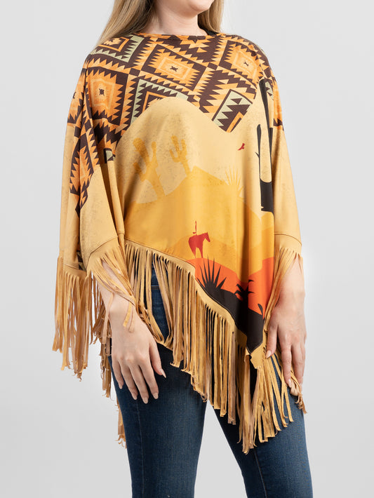 Montana West Aztec Cactus Collection Poncho - Cowgirl Wear