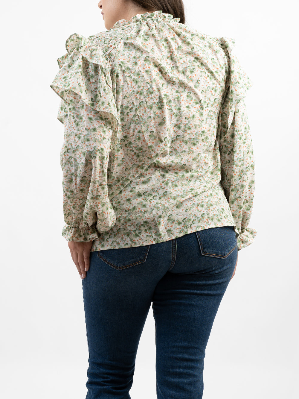 Plus Size Women Floral Print Tie Shirred Blouse - Cowgirl Wear