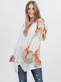 Women's Hand Stitched Studded Drop-shoulder Relaxed ¾ Sleeves Tee