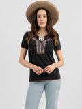 Women's Contrast Stitched Studded Short Sleeve Tee