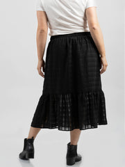 Women Crepe Gingham Maxi Skirt - Cowgirl Wear