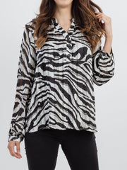 Women's Zebra Long Sleeve Shirt - Cowgirl Wear