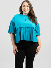 Plus Size Women Jersey Contrast Crepe Viscose Top - Cowgirl Wear