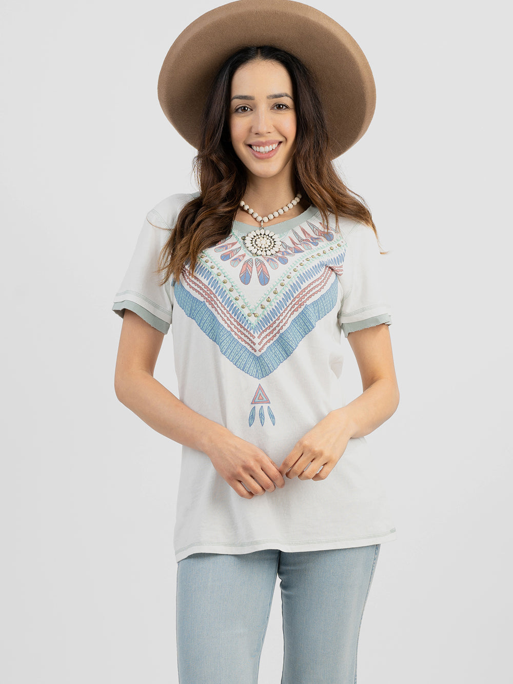 Women's Mineral Wash “Serape” Graphic Short Sleeve Tee - Cowgirl Wear