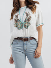 Women's Mineral Wash "Dreamer" Graphic Short Sleeve Relaxed Fit Tee - Cowgirl Wear