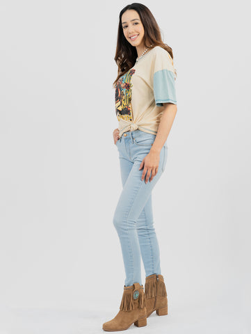 Women's Mineral Wash "Take Me Away" Rodeo Graphic Short Sleeve Relaxed Fit Tee - Cowgirl Wear