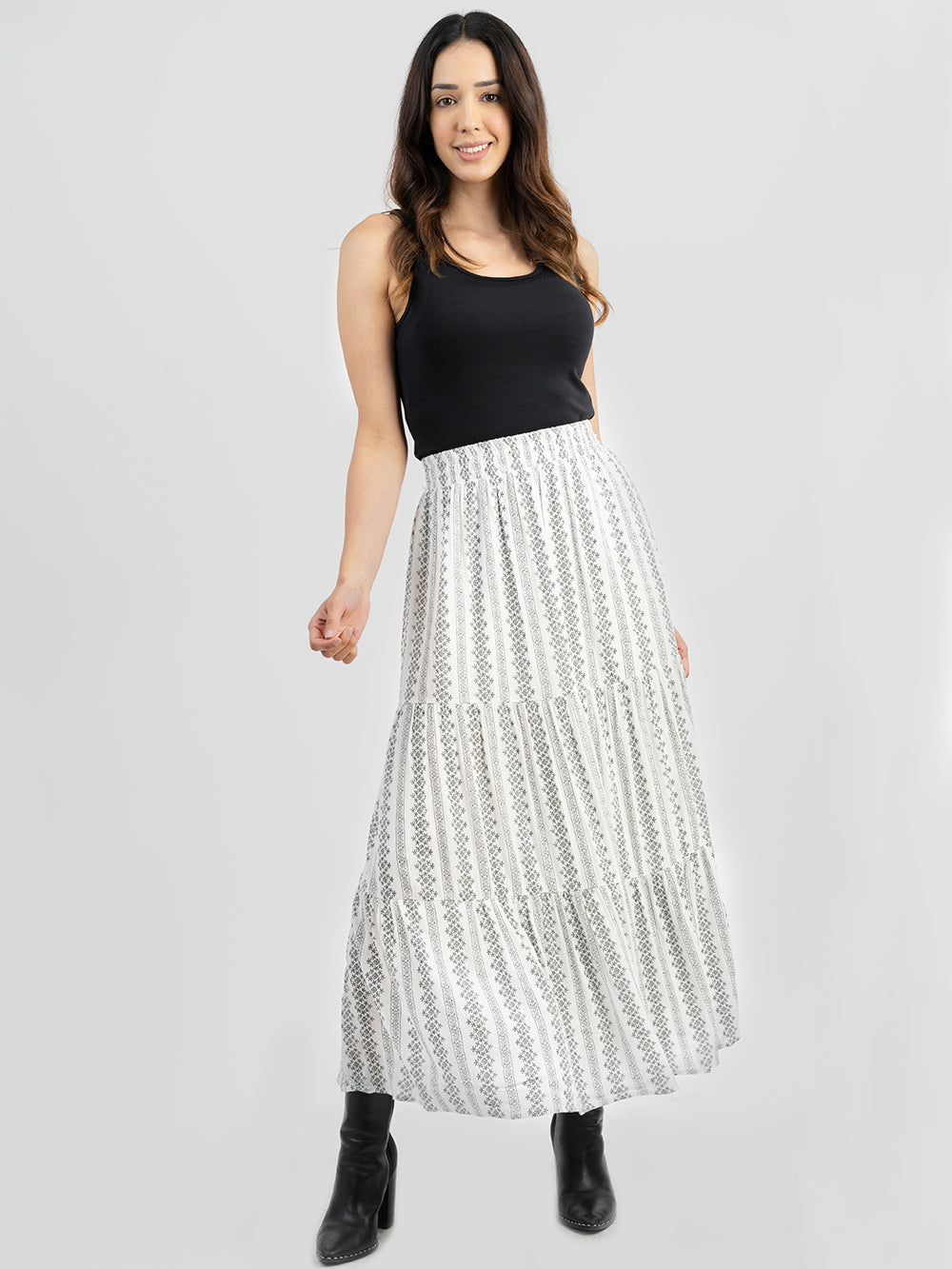 Women Floral Print Layered Skirt - Cowgirl Wear