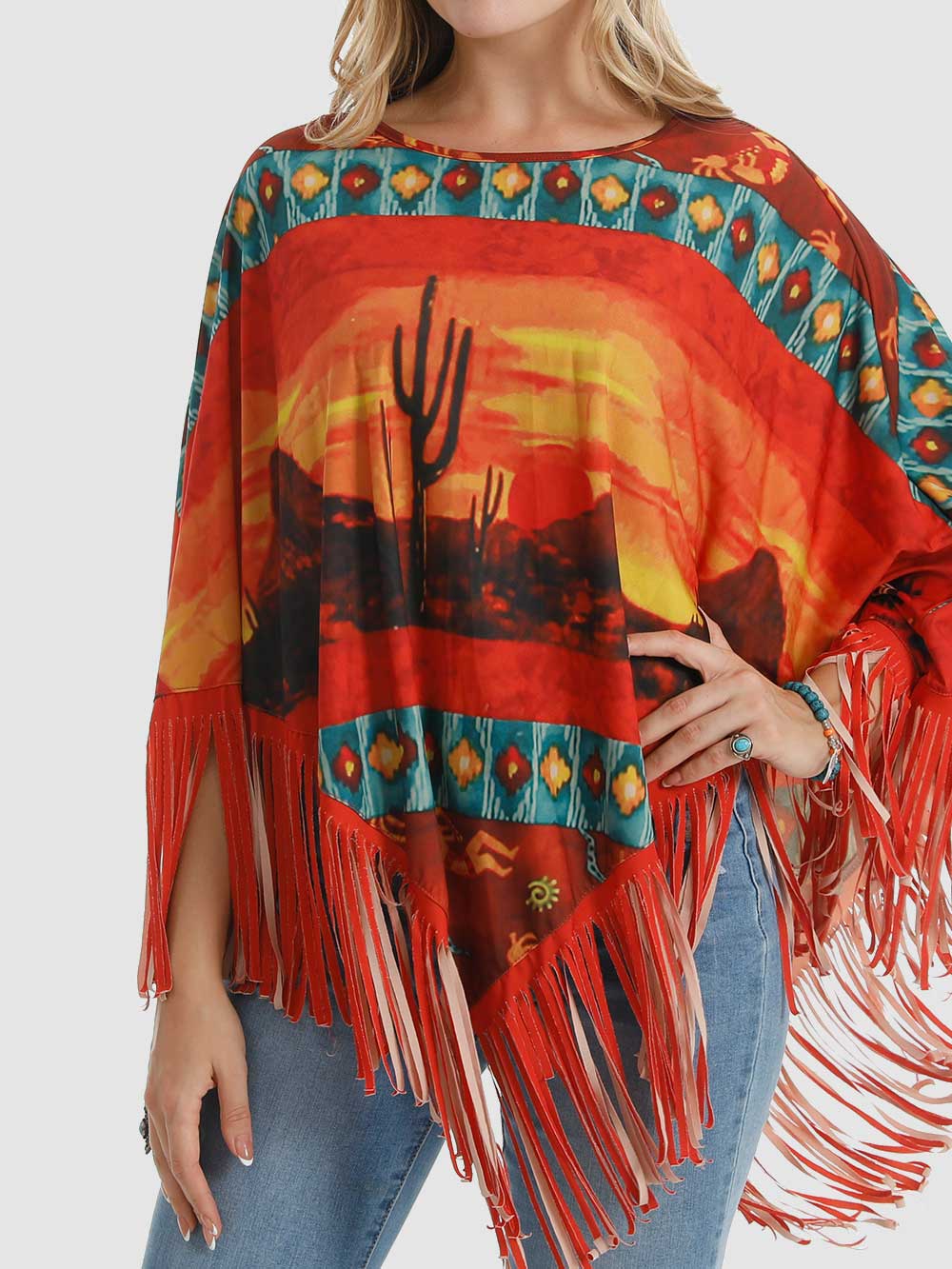 Montana West Desert Graphic Collection Poncho - Cowgirl Wear
