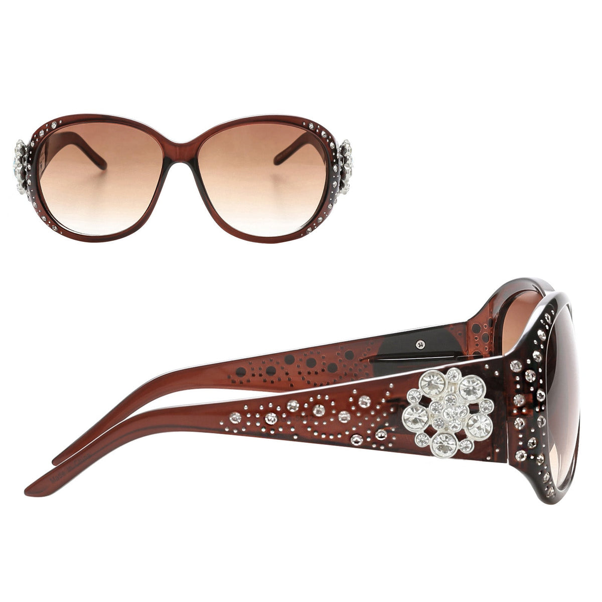 Montana West Floral Rhinestone Sunglasses For Women - Cowgirl Wear