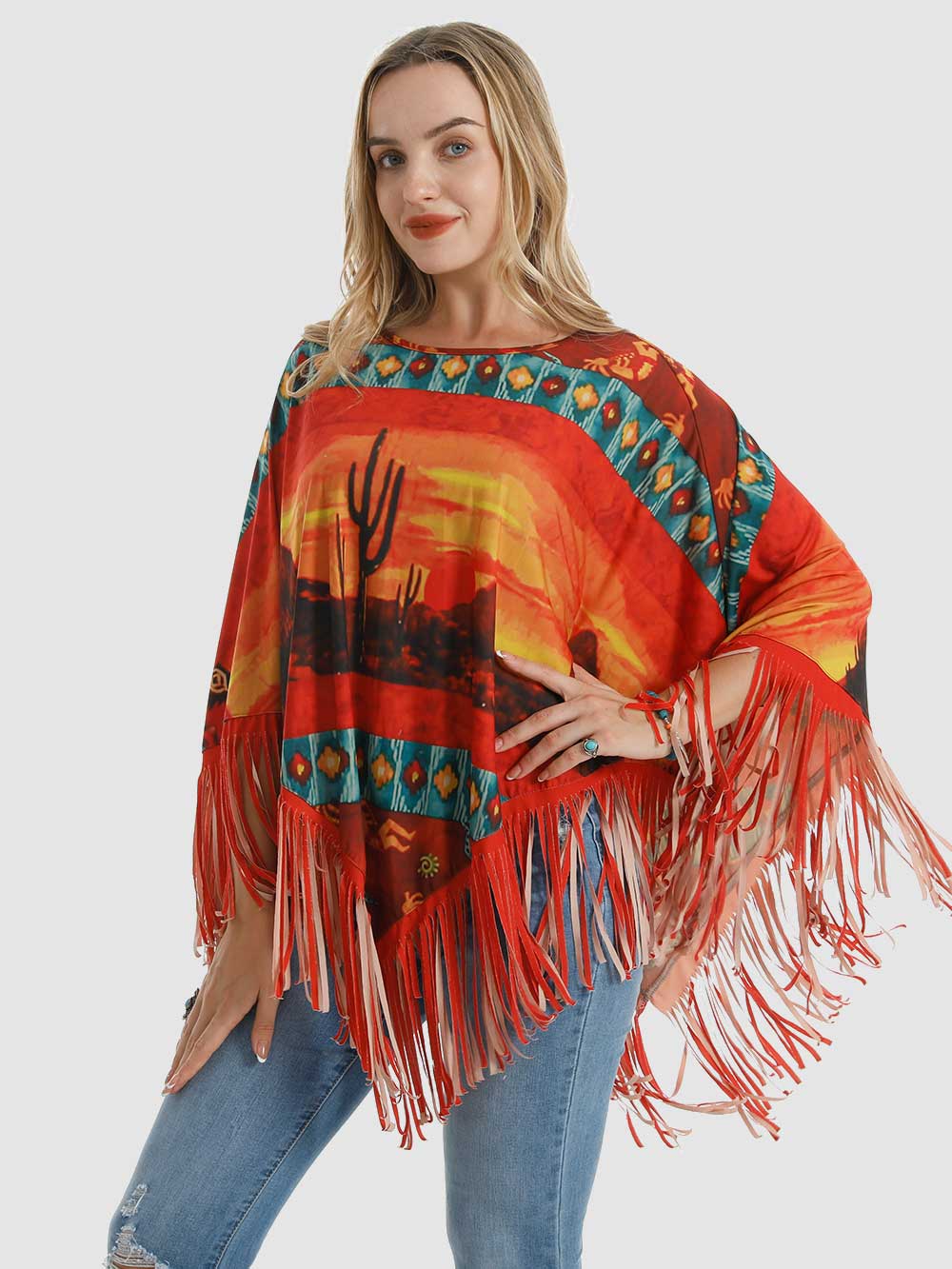Montana West Desert Graphic Collection Poncho - Cowgirl Wear