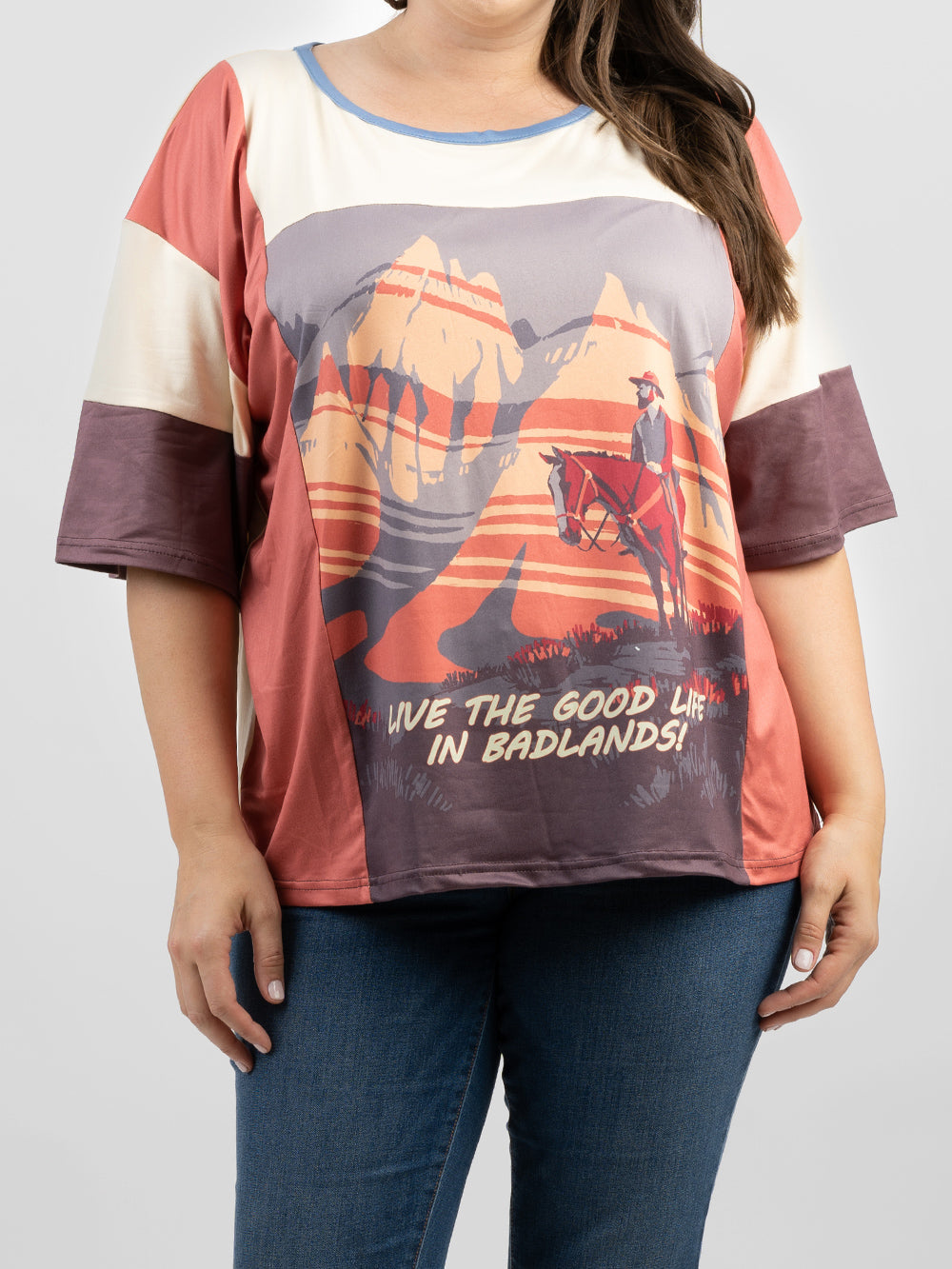 Women "Live The Good Life In Badlands" Graphic Short Sleeve Tee - Cowgirl Wear