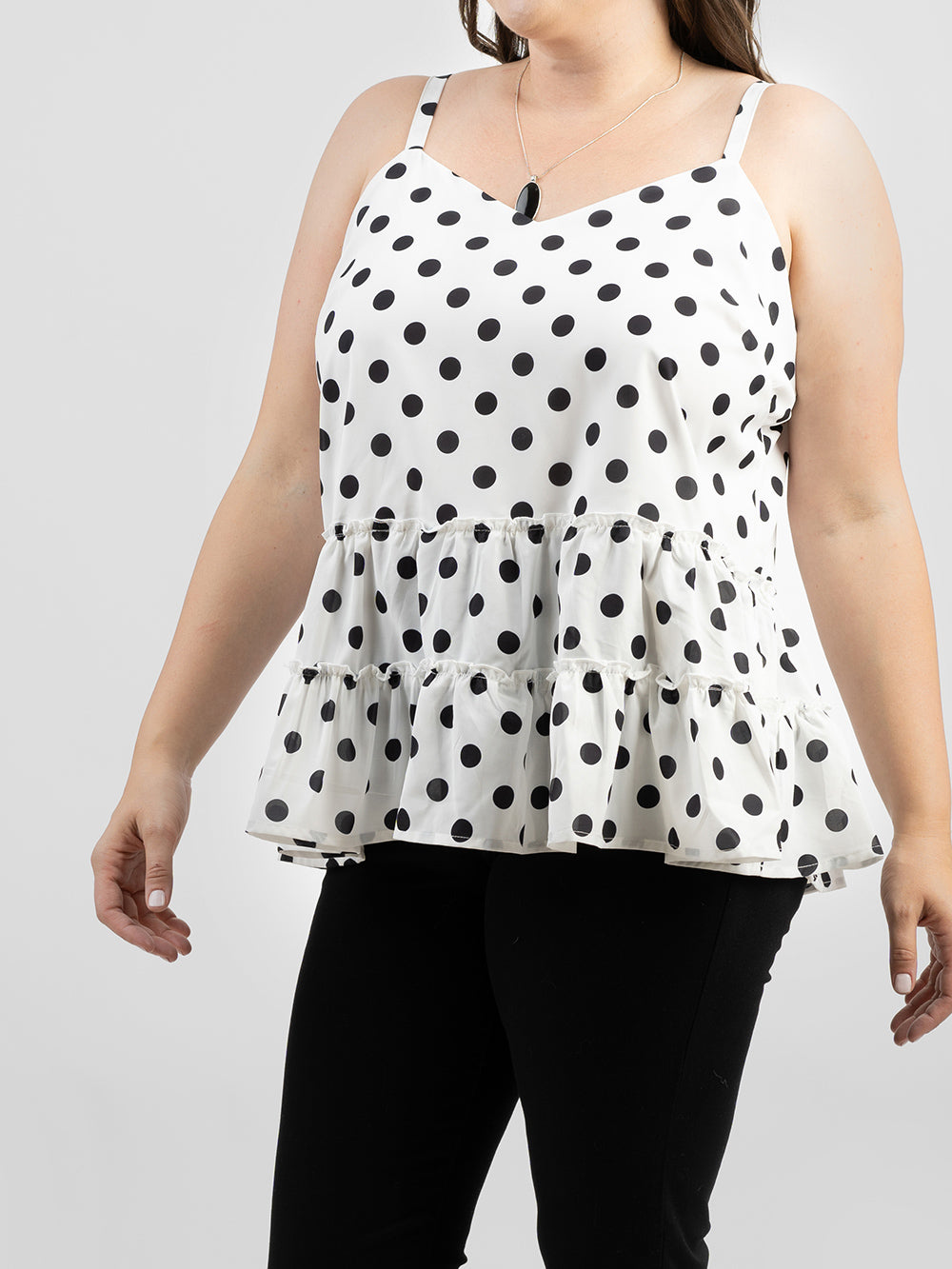Plus Size Women Dotted Smock Layered Cami - Cowgirl Wear