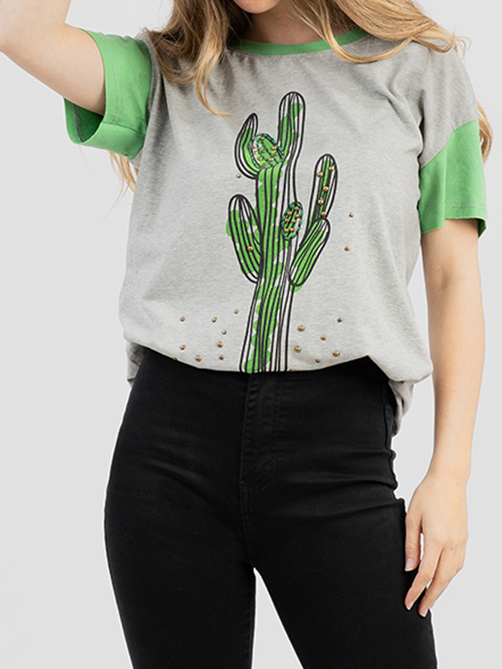 Women's Mineral Wash “Saguaro” Graphic Print Short Sleeve Tee - Cowgirl Wear