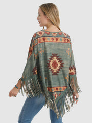 Montana West Aztec Fringe Poncho - Cowgirl Wear