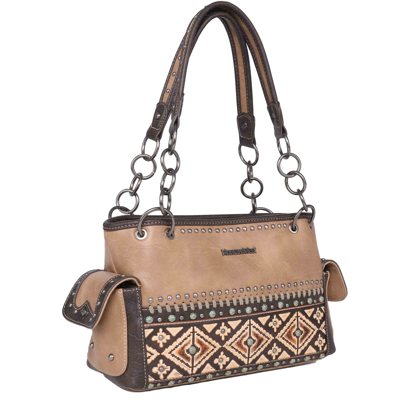 Montana West Aztec Tooled Collection Concealed Carry Satchel - Cowgirl Wear
