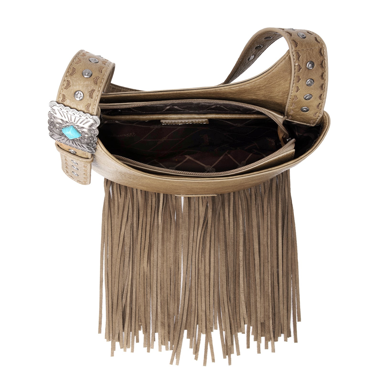 Wrangler Turquoise Stone Concho Fringe Hobo - Cowgirl Wear