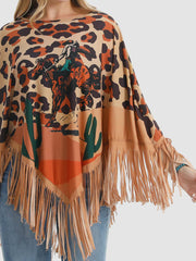 Montana West Leopard Rodeo Graphic Collection Poncho - Cowgirl Wear