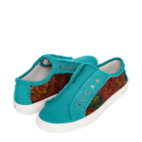 Montana West Vintage Floral Tooled Canvas Shoes - Cowgirl Wear
