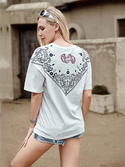 Rodeo Graphic With Rhinestones Women's Short Sleeve T-Shirt - Cowgirl Wear