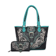 American Bling Buckle Collections Concealed Carry Tote with Zippered-Around Long Wallet - Cowgirl Wear