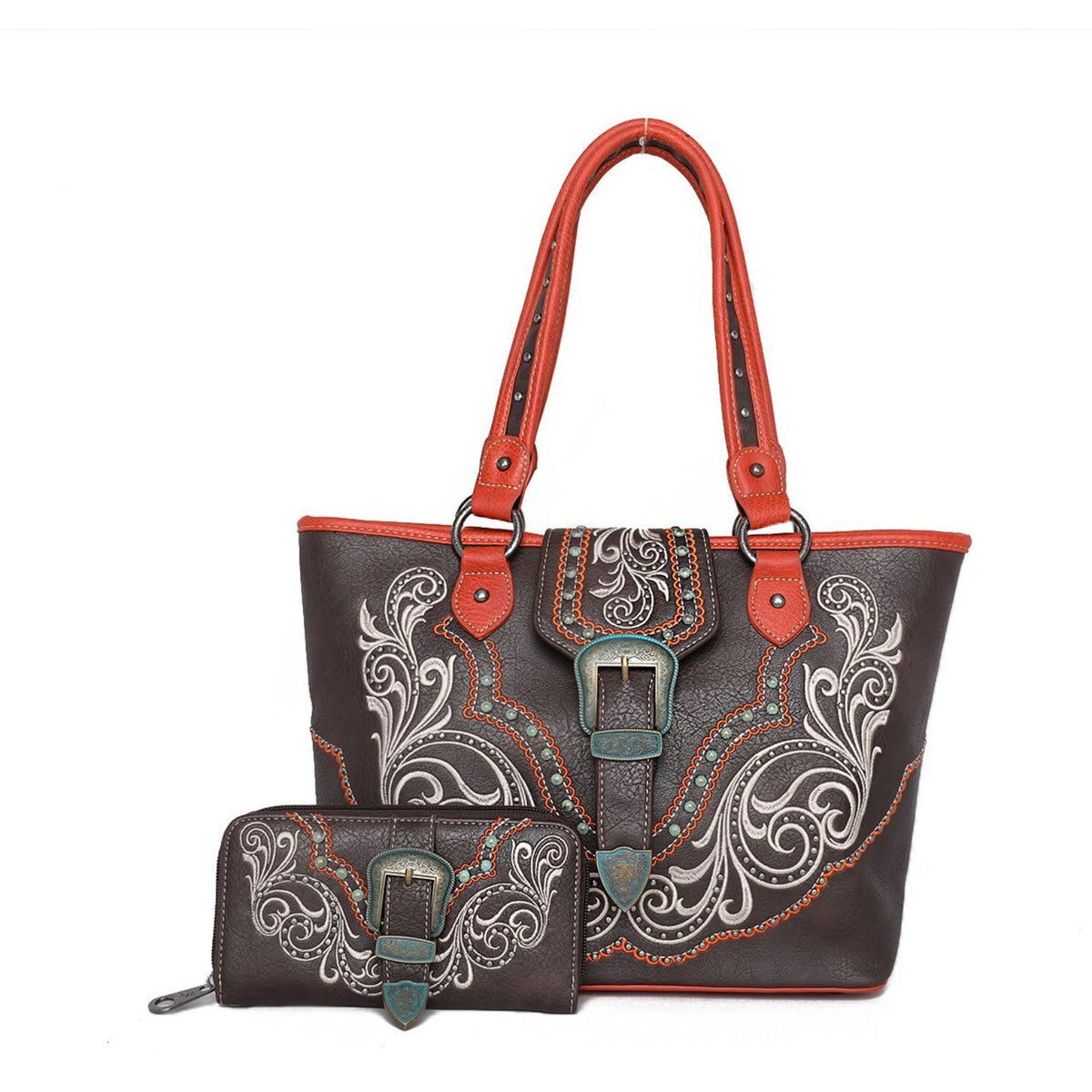 American Bling Buckle Collections Concealed Carry Tote with Zippered-Around Long Wallet - Cowgirl Wear